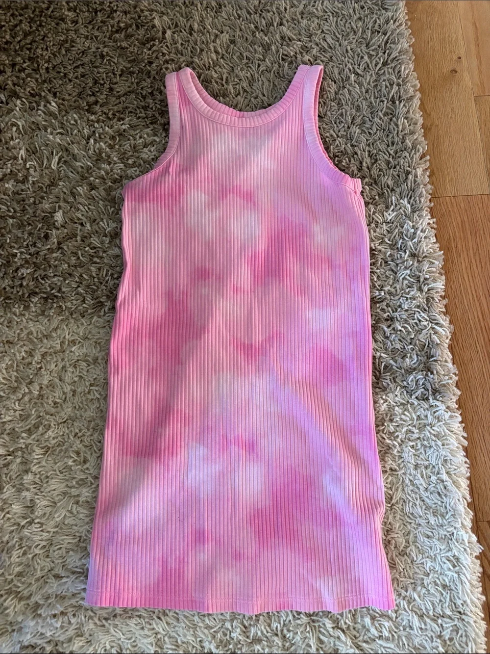 Old Navy Pink Tie-Dye Ribbed Tank Dress